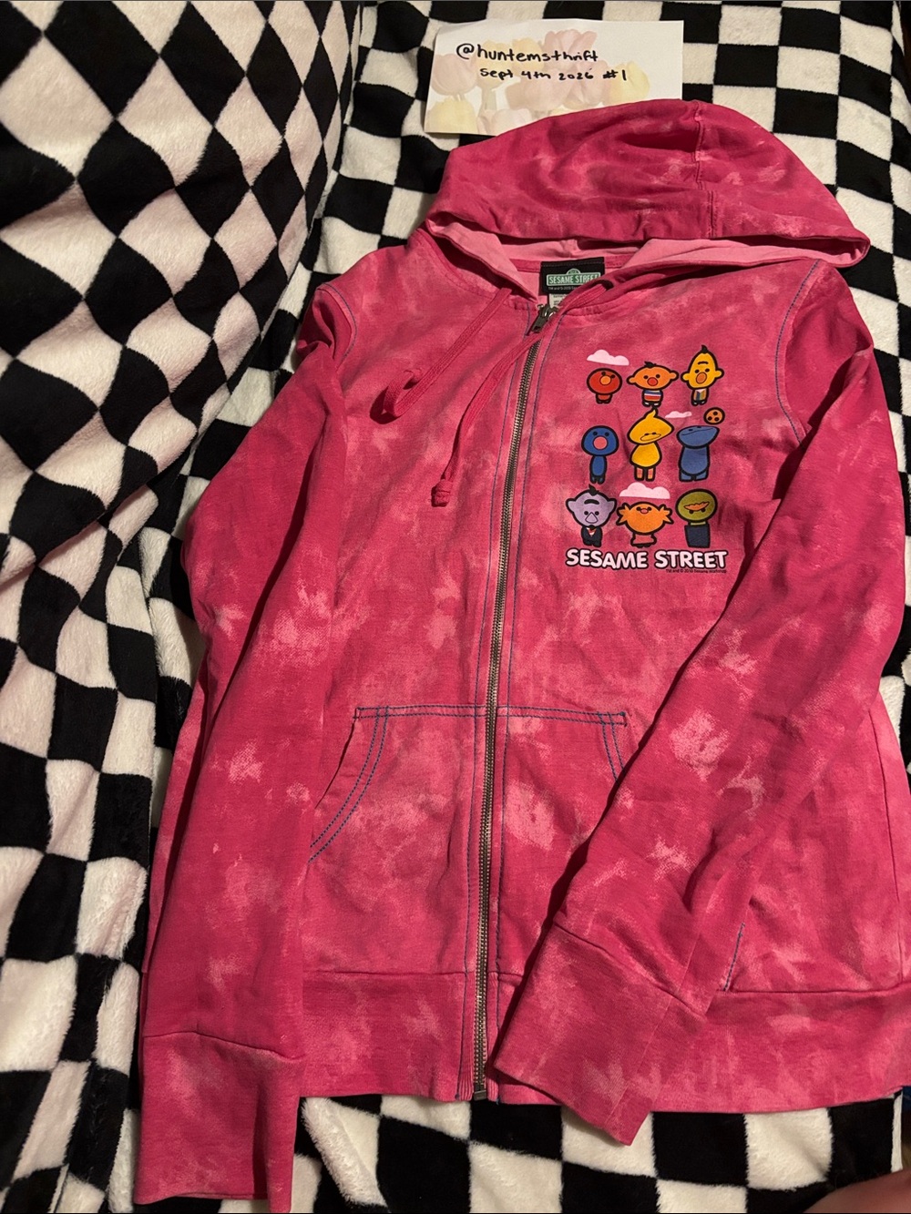 Ladies large Sesame Street zip up hoodie (tiny stain)